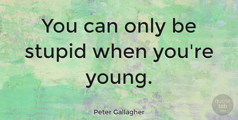Peter Gallagher Quote About Stupid, Young: You Can Only Be Stupid...