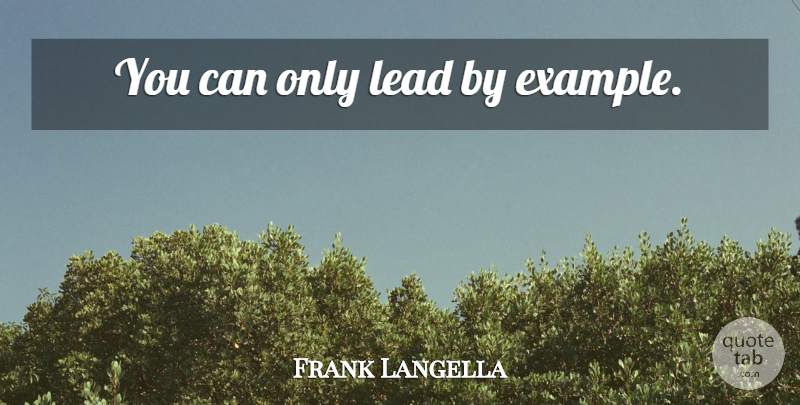 Frank Langella Quote About Example: You Can Only Lead By...