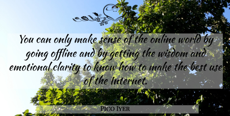 Pico Iyer Quote About Best, Clarity, Emotional, Online, Wisdom: You Can Only Make Sense...