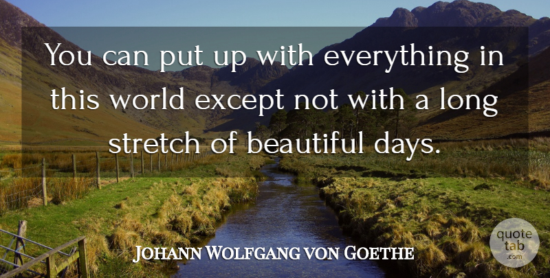 Johann Wolfgang von Goethe Quote About Beautiful, Weather, Long: You Can Put Up With...