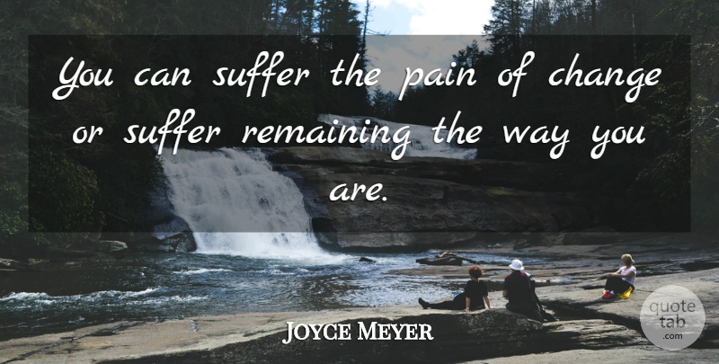 Joyce Meyer Quote About Motivational, Pain, Persistence: You Can Suffer The Pain...