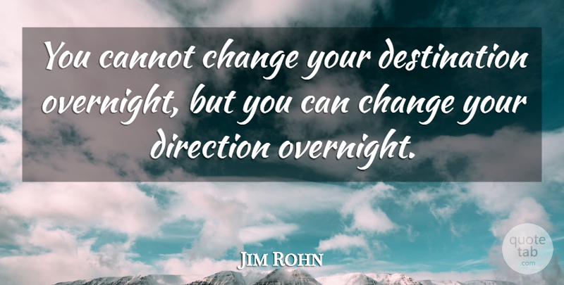 Jim Rohn Quote About Motivational, Change, Greatness: You Cannot Change Your Destination...