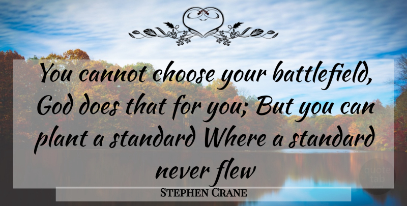 Stephen Crane Quote About Cannot, Choose, Flew, God, Plant: You Cannot Choose Your Battlefield...