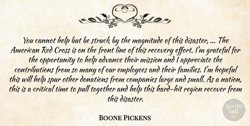 Boone Pickens Quote About Advance, Appreciate, Cannot, Companies, Critical: You Cannot Help But Be...