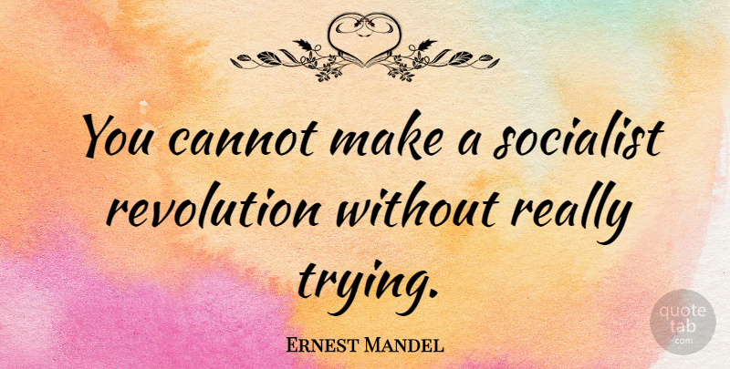 Ernest Mandel Quote About Trying, Revolution, Socialist: You Cannot Make A Socialist...