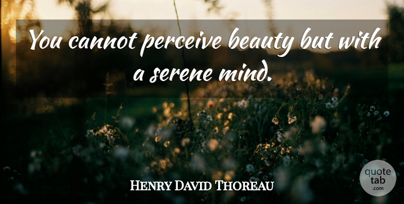 Henry David Thoreau Quote About Beauty, Mind, Serene: You Cannot Perceive Beauty But...