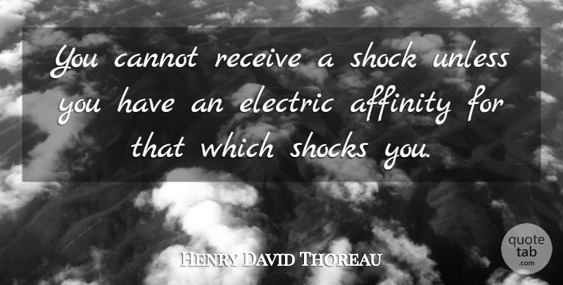 Henry David Thoreau Quote About Morality, Ethics, Affinity: You Cannot Receive A Shock...