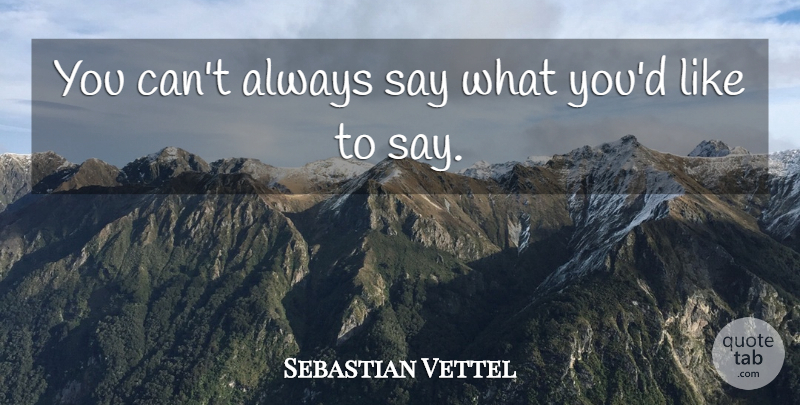 Sebastian Vettel Quote About undefined: You Cant Always Say What...