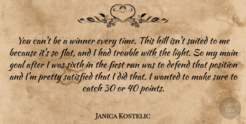 Janica Kostelic Quote About Catch, Defend, Goal, Hill, Main: You Cant Be A Winner...