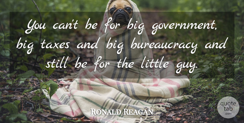 Ronald Reagan Quote About Government, Guy, Voting: You Cant Be For Big...