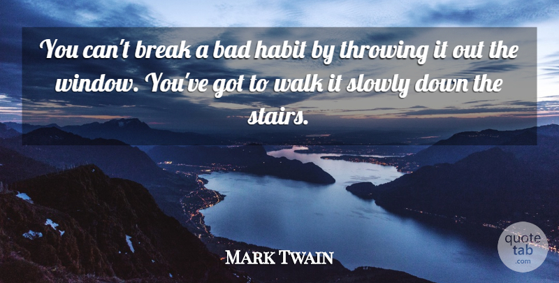 Mark Twain Quote About Window, Habit, Break: You Cant Break A Bad...