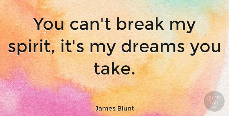 James Blunt Quote About Dreams: You Cant Break My Spirit...