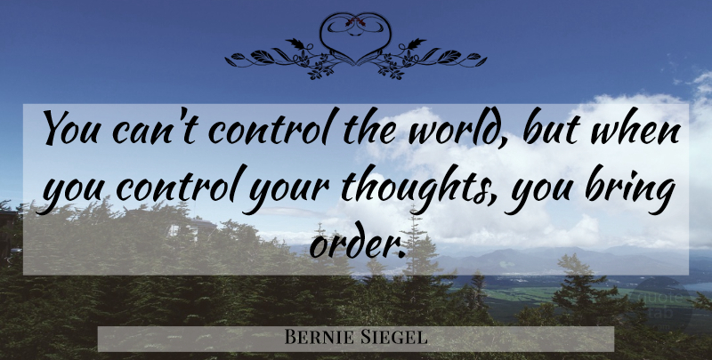 Bernie Siegel Quote About Order, World: You Cant Control The World...