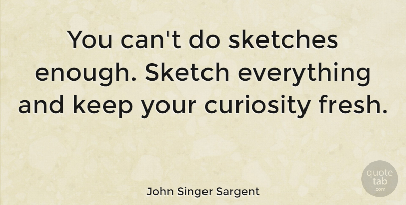 John Singer Sargent Quote About Drawing, Curiosity, Sketching: You Cant Do Sketches Enough...