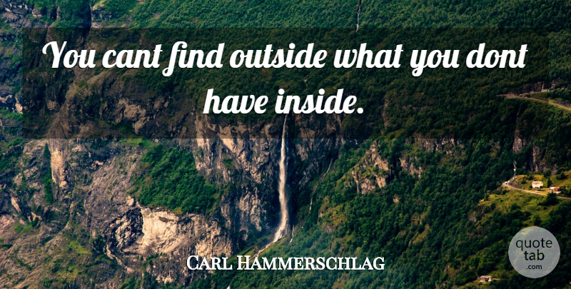 Carl Hammerschlag Quote About Cant, Outside: You Cant Find Outside What...