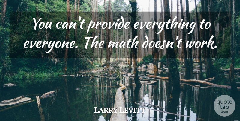 Larry Levitt Quote About Math, Provide, Work: You Cant Provide Everything To...