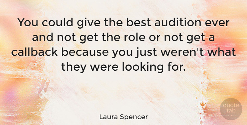 Laura Spencer Quote About Audition, Best: You Could Give The Best...