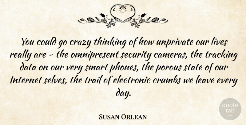 Susan Orlean Quote About Crazy, Smart, Thinking: You Could Go Crazy Thinking...