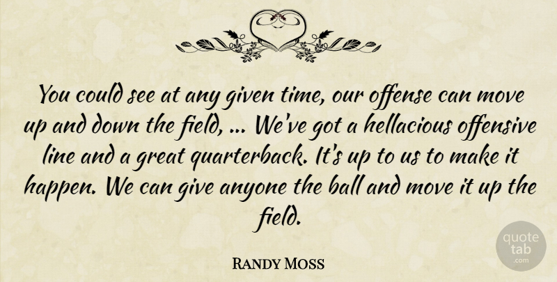 Randy Moss Quote About Anyone, Ball, Given, Great, Line: You Could See At Any...