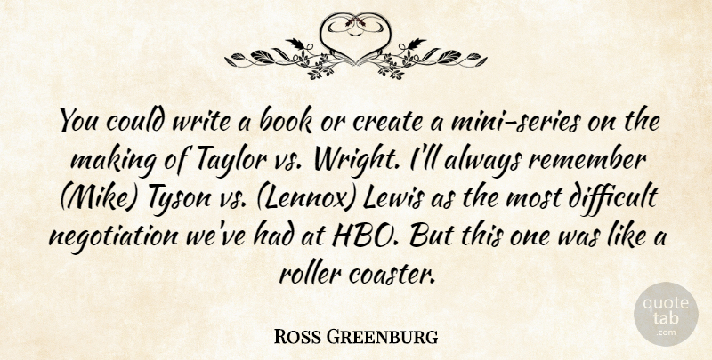 Ross Greenburg Quote About Book, Create, Difficult, Lewis, Remember: You Could Write A Book...