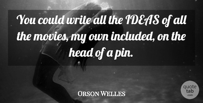 Orson Welles Quote About Writing, Ideas, Pins: You Could Write All The...