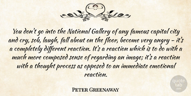 Peter Greenaway Quote About Angry, Capital, City, Composed, Emotional: You Dont Go Into The...