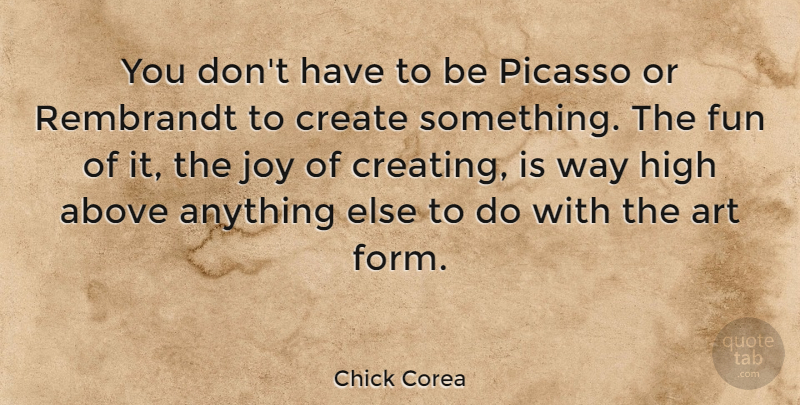 Chick Corea Quote About Above, Art, Create, High, Picasso: You Dont Have To Be...