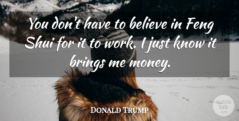 Donald Trump Quote About Believe, Feng Shui, Knows: You Dont Have To Believe...