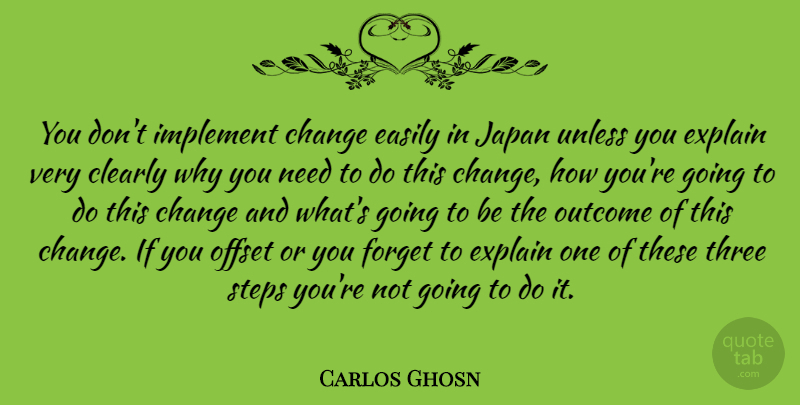 Carlos Ghosn Quote About Japan, Outcomes, Steps: You Dont Implement Change Easily...