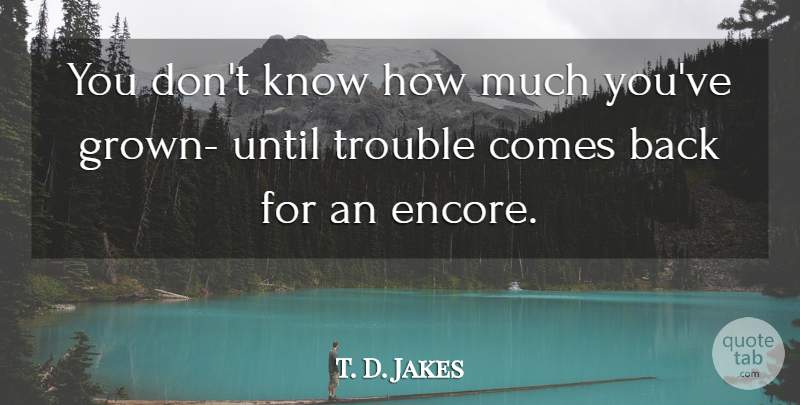 T. D. Jakes Quote About Trouble, Knows, Know How: You Dont Know How Much...