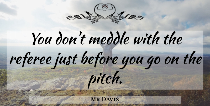 Mr Davis Quote About Meddle, Referee: You Dont Meddle With The...