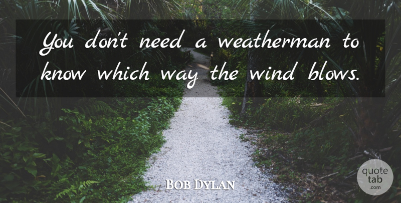 Bob Dylan Quote About Hippie, Blow, Wind: You Dont Need A Weatherman...