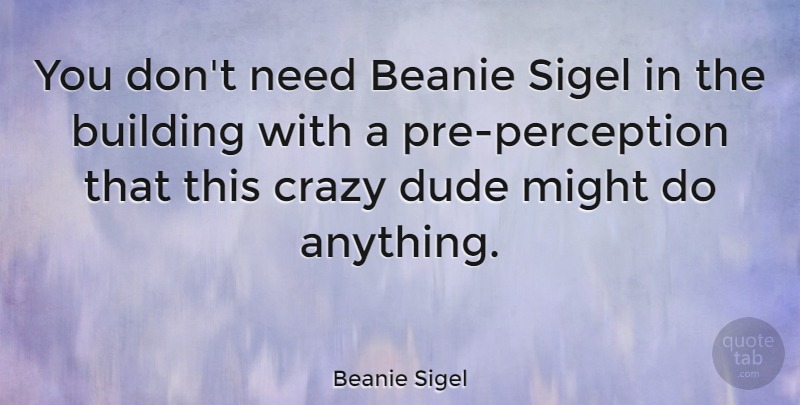 Beanie Sigel Quote About Crazy, Perception, Needs: You Dont Need Beanie Sigel...