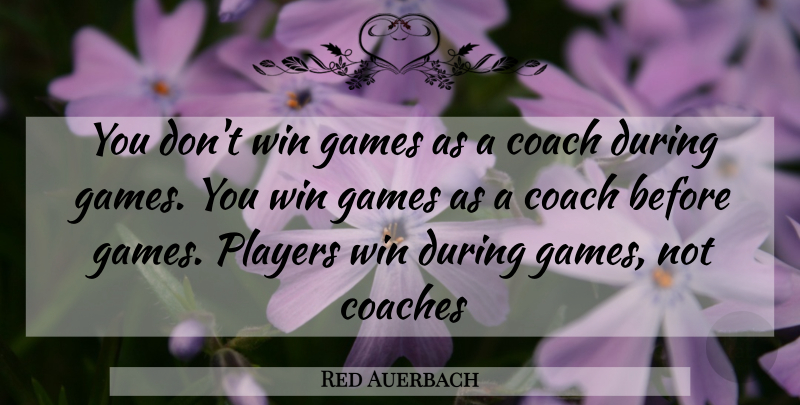 Red Auerbach Quote About Basketball, Player, Winning: You Dont Win Games As...