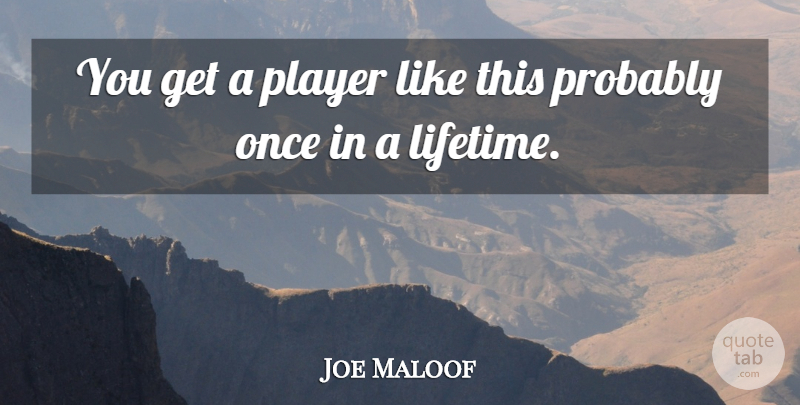 Joe Maloof Quote About Player: You Get A Player Like...