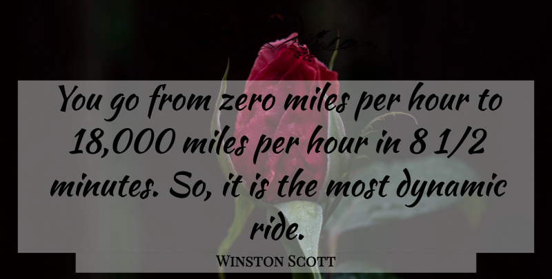 Winston Scott Quote About Dynamic, Hour, Miles, Per, Zero: You Go From Zero Miles...