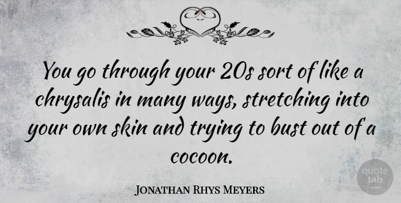 Jonathan Rhys Meyers Quote About Skins, Trying, Way: You Go Through Your 20s...