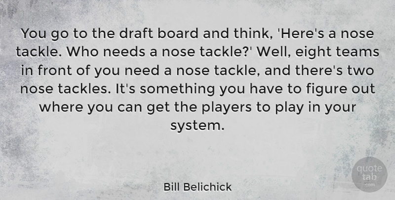 Bill Belichick Quote About Board, Eight, Figure, Front, Needs: You Go To The Draft...