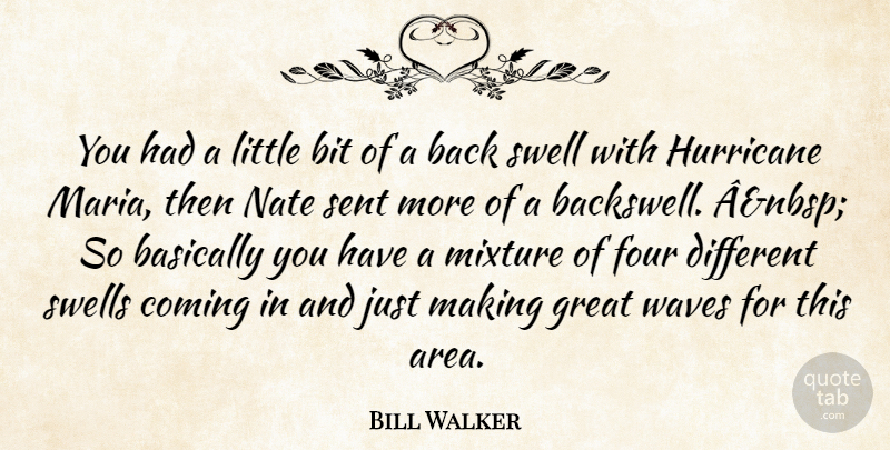 Bill Walker Quote About Basically, Bit, Coming, Four, Great: You Had A Little Bit...