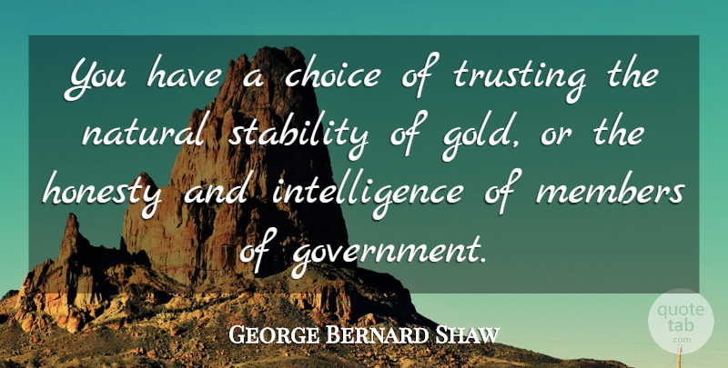 George Bernard Shaw Quote About Honesty, Government, Choices: You Have A Choice Of...