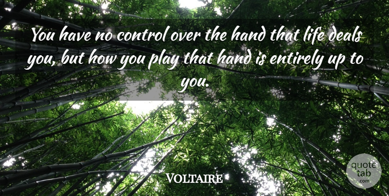 Voltaire Quote About Life, Play, Hands: You Have No Control Over...
