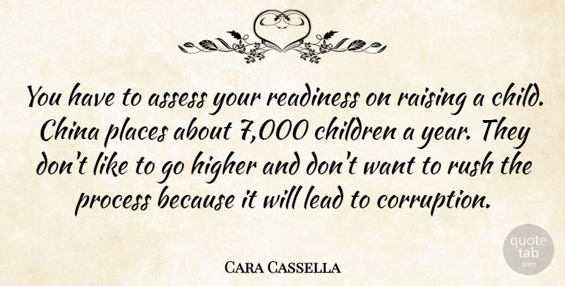 Cara Cassella Quote About Assess, Children, China, Higher, Lead: You Have To Assess Your...