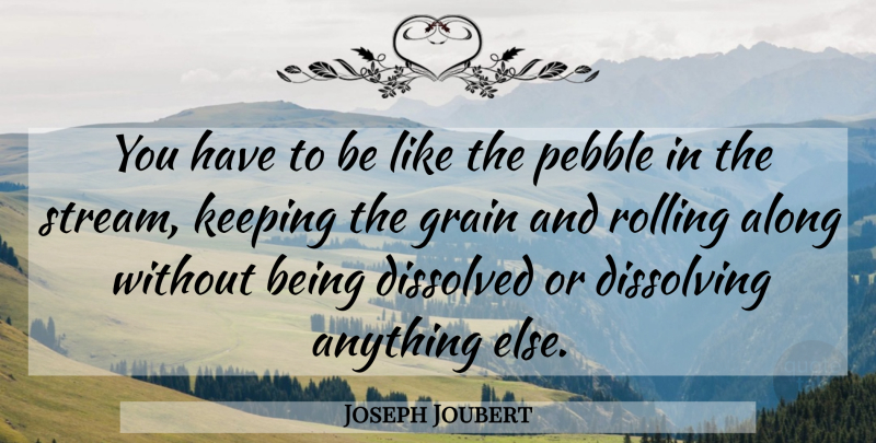 Joseph Joubert Quote About Pebbles, Rolling Along, Grain: You Have To Be Like...