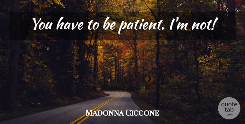 Madonna Ciccone Quote About Patient, Be Patient: You Have To Be Patient...