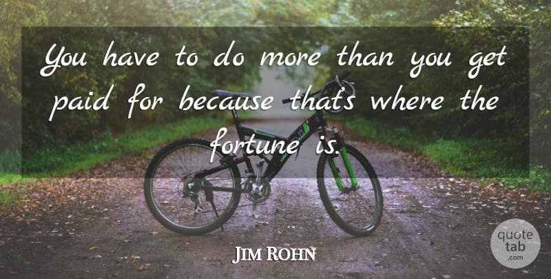 Jim Rohn Quote About Fortune, Paid: You Have To Do More...