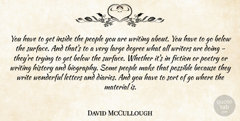 David McCullough Quote About Writing, People, Trying: You Have To Get Inside...