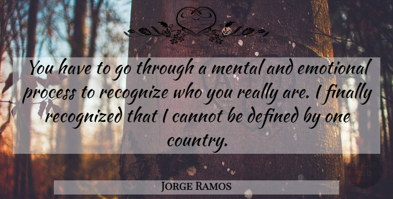 Jorge Ramos Quote About Cannot, Defined, Finally, Recognize, Recognized: You Have To Go Through...