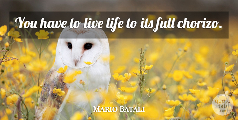 Mario Batali Quote About Life, Live Life: You Have To Live Life...