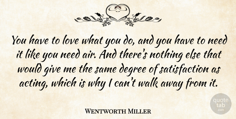 Wentworth Miller Quote About Air, Giving, Acting: You Have To Love What...
