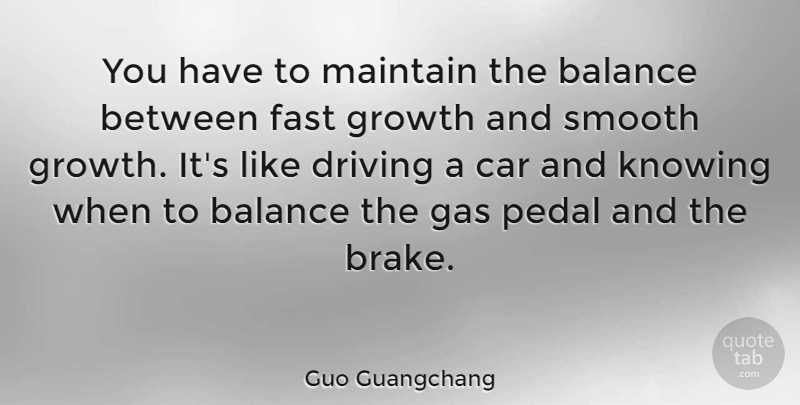 Guo Guangchang Quote About Car, Driving, Fast, Gas, Knowing: You Have To Maintain The...